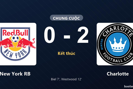 Thống kê trận đấu New York RB 0-2 Charlotte: Ashley Westwood tỏa sáng, Charlotte giành trọn 3 điểm