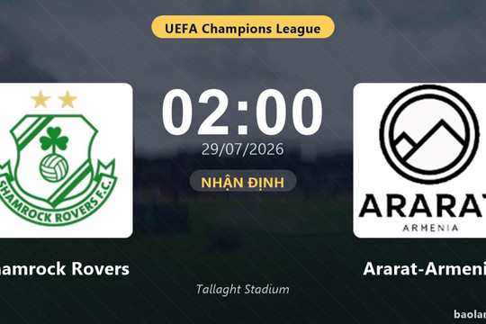 Nhận định Shamrock Rovers vs Ararat-Armenia: đội hình dự kiến