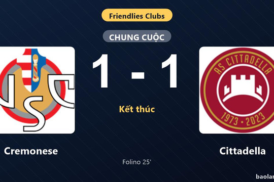 Thống kê trận đấu Cremonese 1-1 Cittadella: Hai đội chia điểm