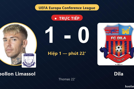 Trực tiếp Apollon Limassol vs Dila: Apollon Limassol mở tỷ số