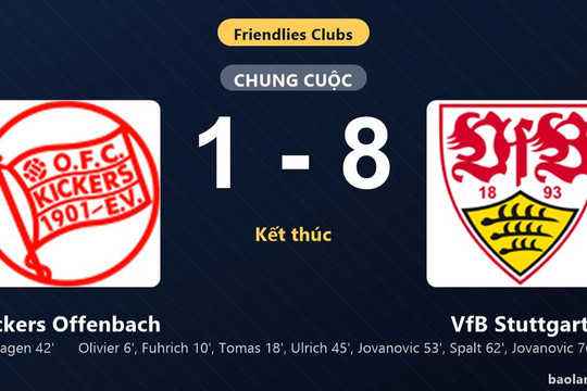 Thống kê trận đấu Kickers Offenbach 1-8 VfB Stuttgart: VfB Stuttgart thắng đậm thuyết phục