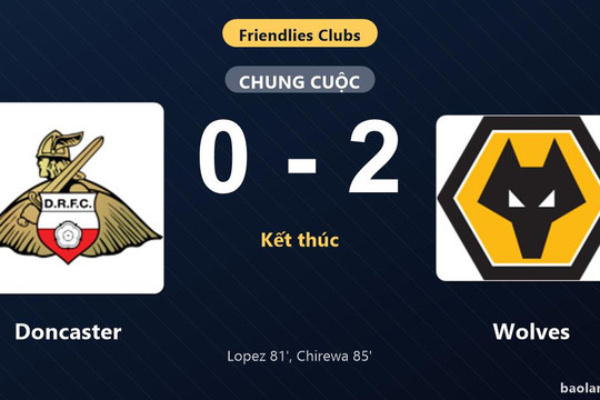 Thống kê trận đấu Doncaster 0-2 Wolves: T. Chirewa tỏa sáng, Wolves giành trọn 3 điểm