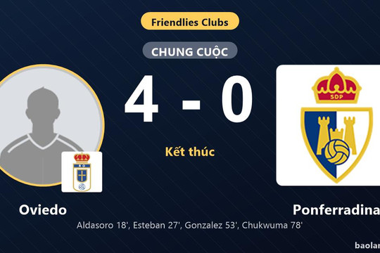 Oviedo thắng đậm Ponferradina trong trận giao hữu áp đảo