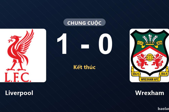 Thống kê trận đấu Liverpool 1-0 Wrexham: Liverpool giành chiến thắng chung cuộc