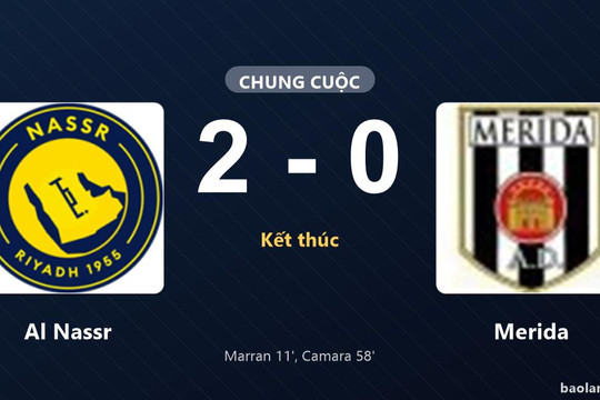 Thống kê trận đấu Al Nassr 2-0 Merida: Al Nassr giành chiến thắng chung cuộc