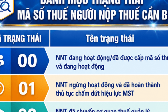 Danh mục trạng thái mã số thuế người nộp thuế cần biết