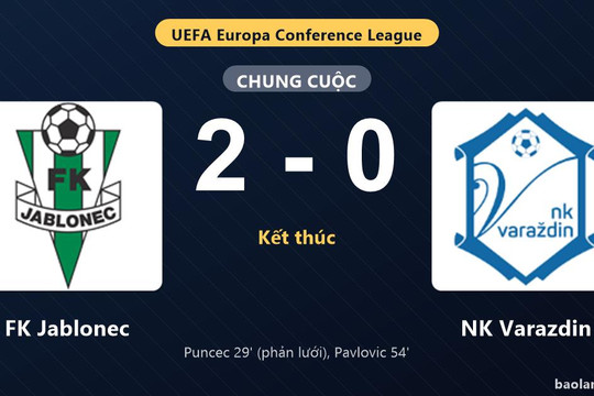 Thống kê trận đấu FK Jablonec 2-0 NK Varazdin: D. Pavlovic tỏa sáng, FK Jablonec giành trọn 3 điểm