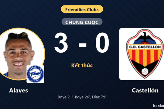 Alaves thắng đậm, Castellón trắng tay trong trận giao hữu