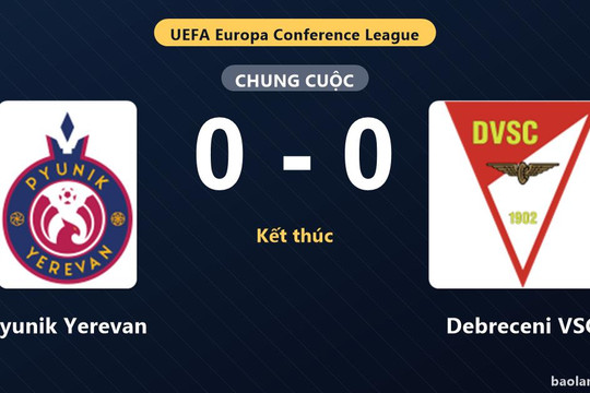 Hòa không bàn thắng, Pyunik Yerevan và Debreceni VSC chưa tạo lợi thế
