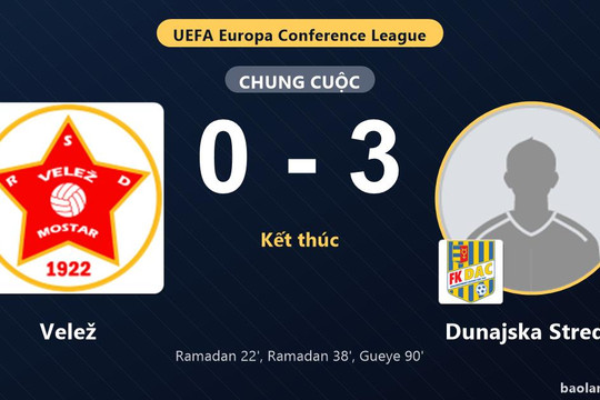 Dunajska Streda tạo lợi thế, Velež thất thế ở vòng loại Conference League