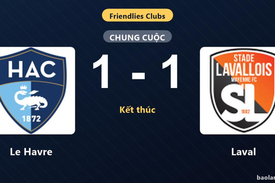 Le Havre và Laval chia điểm trong trận giao hữu CLB