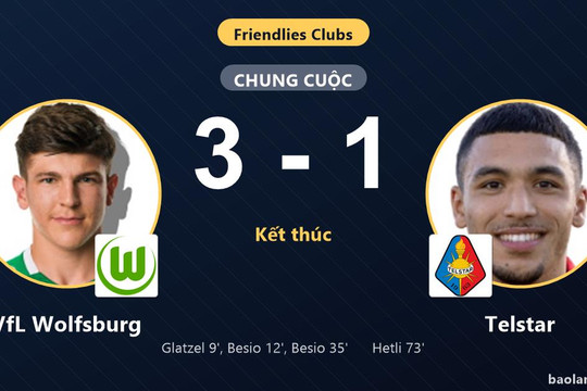 VfL Wolfsburg thắng Telstar, đối thủ chỉ kịp rút ngắn cách biệt