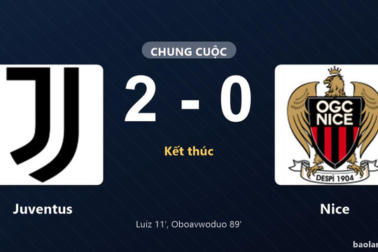 Thống kê trận đấu Juventus 2-0 Nice: Justin Oboavwoduo tỏa sáng, Juventus giành trọn 3 điểm