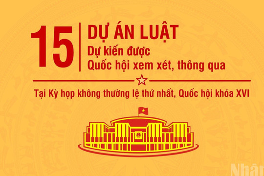 [Infographic] 15 dự án luật dự kiến được xem xét, thông qua tại Kỳ họp không thường lệ thứ nhất, Quốc hội khóa XVI