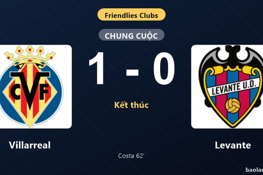 Thống kê trận đấu Villarreal 1-0 Levante: L. Costa tỏa sáng, Villarreal giành trọn 3 điểm