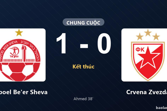 Thống kê trận đấu Hapoel Be'er Sheva 1-0 Crvena Zvezda: Zahi Ahmed tỏa sáng, Hapoel Be'er Sheva giành trọn 3 điểm