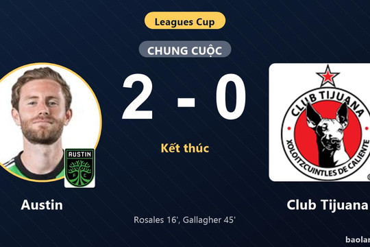 Austin thắng thuyết phục, Club Tijuana nhận thất bại ở Leagues Cup