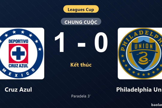 Thống kê trận đấu Cruz Azul 1-0 Philadelphia Union: J. Paradela tỏa sáng, Cruz Azul giành trọn 3 điểm