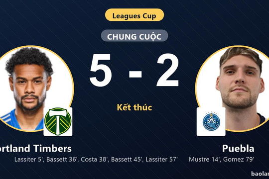Portland Timbers thắng đậm, Puebla bất lực trong màn rượt đuổi ở Leagues Cup