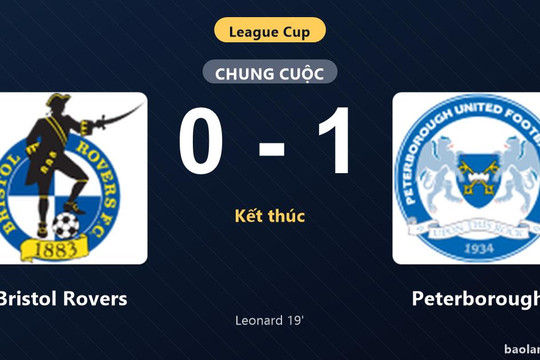 Thống kê trận đấu Bristol Rovers 0-1 Peterborough: H. Leonard tỏa sáng, Peterborough giành chiến thắng, đi tiếp