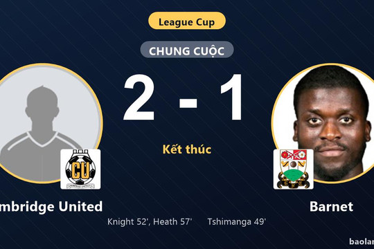 Ngược dòng đả bại Barnet, Cambridge United giành vé đi tiếp tại League Cup