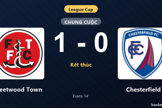Thống kê trận đấu Fleetwood Town 1-0 Chesterfield: C. Evans tỏa sáng, Fleetwood Town giành chiến thắng, đi tiếp