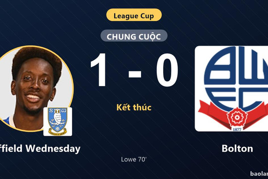 Thắng Bolton 1-0, Sheffield Wednesday đi tiếp, tiễn đối thủ rời League Cup