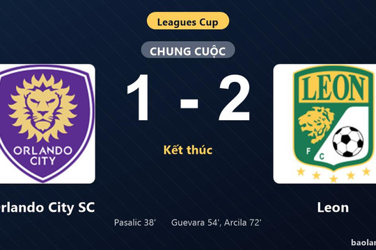Thống kê trận đấu Orlando City SC 1-2 Leon: Leon ngược dòng ngoạn mục