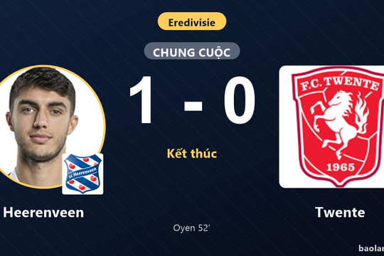 Hạ Twente nhờ pha lập công của Oyen, Heerenveen khởi đầu thuận lợi tại Eredivisie