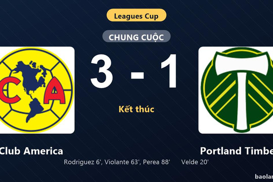 Thống kê trận đấu Club America 3-1 Portland Timbers: O. Perea tỏa sáng, Club America giành trọn 3 điểm