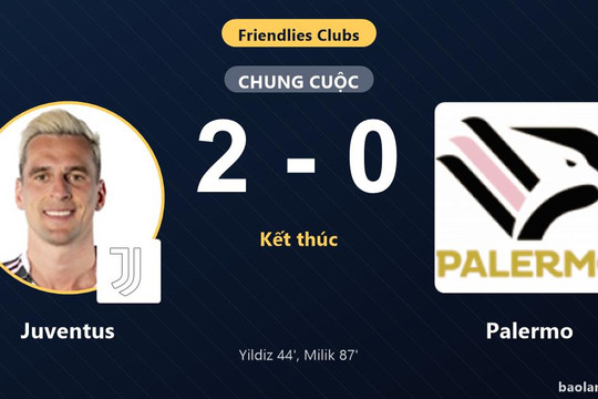 Thắng thuyết phục Palermo 2-0, Juventus chạy đà thuận lợi tại Perth