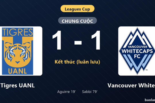 Thống kê trận đấu Tigres UANL 1-1 (pen 5-4) Vancouver Whitecaps: Tigres UANL thắng nghẹt thở trên chấm luân lưu