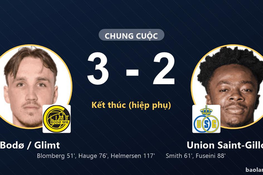 Đả bại Union Saint-Gilloise 3-2, Bodø / Glimt nhọc nhằn khuất phục màn rượt đuổi kiên cường