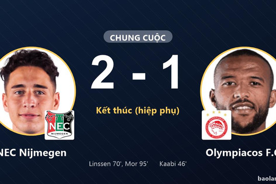 Quật khởi ngược dòng hạ Olympiacos F.C. 2-1, NEC Nijmegen vỡ òa tại Goffertstadion