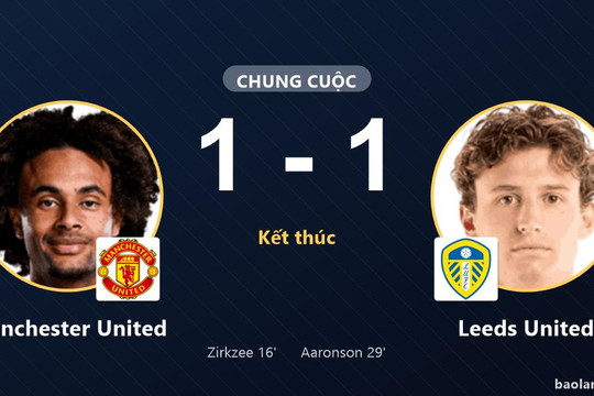 Manchester United hòa Leeds United 1-1 trong thời gian thi đấu chính thức tại Dublin, Ireland