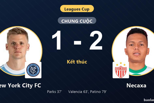 Đánh mất lợi thế, New York City FC thua ngược 1-2 trước Necaxa