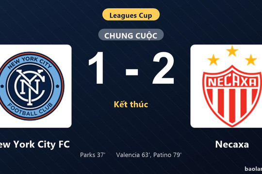 Thống kê trận đấu New York City FC 1-2 Necaxa: Necaxa ngược dòng ngoạn mục