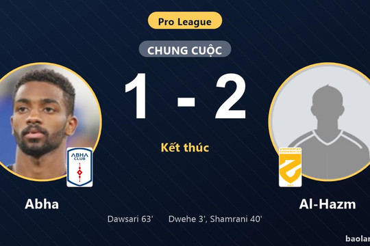 Thua Al-Hazm 1-2 trên sân nhà, Abha nỗ lực rượt đuổi bất thành tại Pro League