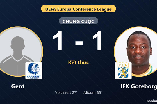 Bị IFK Goteborg gỡ hòa muộn, Gent chia điểm trên sân nhà tại Conference League