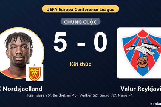 Đè bẹp Valur Reykjavik 5-0, FC Nordsjaelland phô diễn sức mạnh tại Europa Conference League