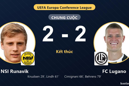 Dẫn trước hai bàn, NSI Runavik chia điểm tiếc nuối cùng FC Lugano