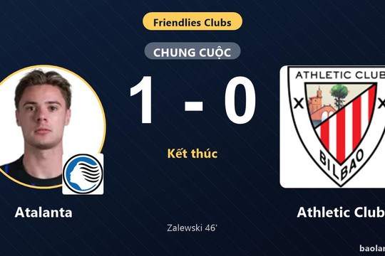 Zalewski ghi bàn duy nhất, Atalanta đánh bại Athletic Club ở trận giao hữu