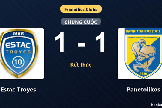 Thống kê trận đấu Estac Troyes 1-1 Panetolikos: Hai đội chia điểm