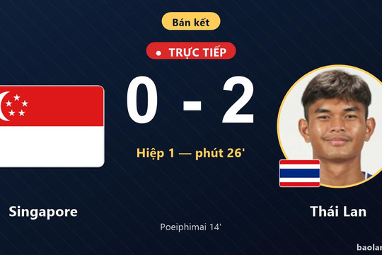 Trực tiếp Singapore vs Thái Lan: Hết hiệp 1, Thái Lan dẫn 2-0