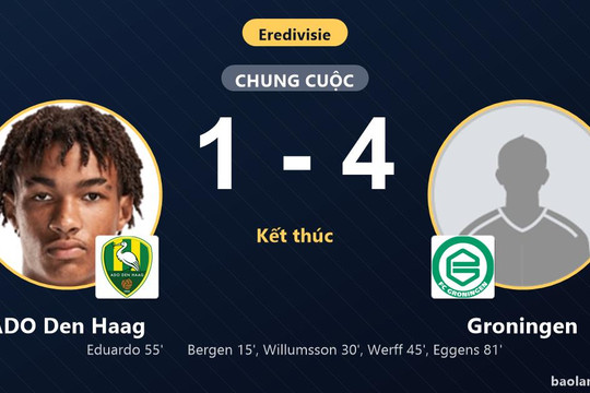 Thắng đậm ADO Den Haag 4-1, Groningen vươn lên vị trí thứ 6 Eredivisie