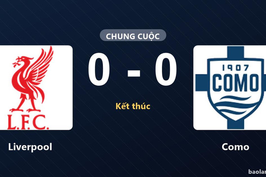 Liverpool và Como chia điểm trong trận hòa không bàn thắng tại Anfield
