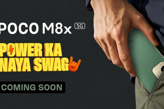 POCO M8x 5G lộ diện thiết kế tối giản với cụm camera tinh gọn và viền màu vàng ấn tượng