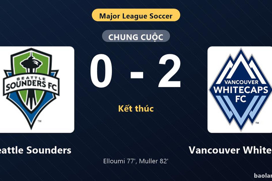 Thống kê trận đấu Seattle Sounders 0-2 Vancouver Whitecaps: T. Muller tỏa sáng, Vancouver Whitecaps giành trọn 3 điểm