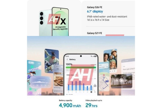 Samsung Galaxy S26 FE lộ diện thiết kế siêu mỏng 7.4mm cùng chip Exynos 2500 3nm mạnh mẽ