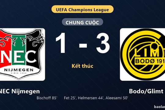 Thống kê trận đấu NEC Nijmegen 1-3 Bodo/Glimt: H. Aleesami tỏa sáng, Bodo/Glimt giành chiến thắng